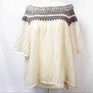 Free People XS White Knit Poncho Style Top Shirt